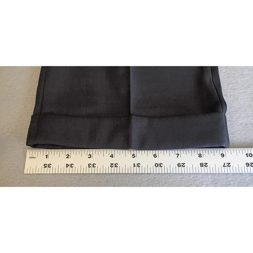 NWT Stafford Essentials Men's Classic Fit Pleated Cuffed Pants Charcoal 34